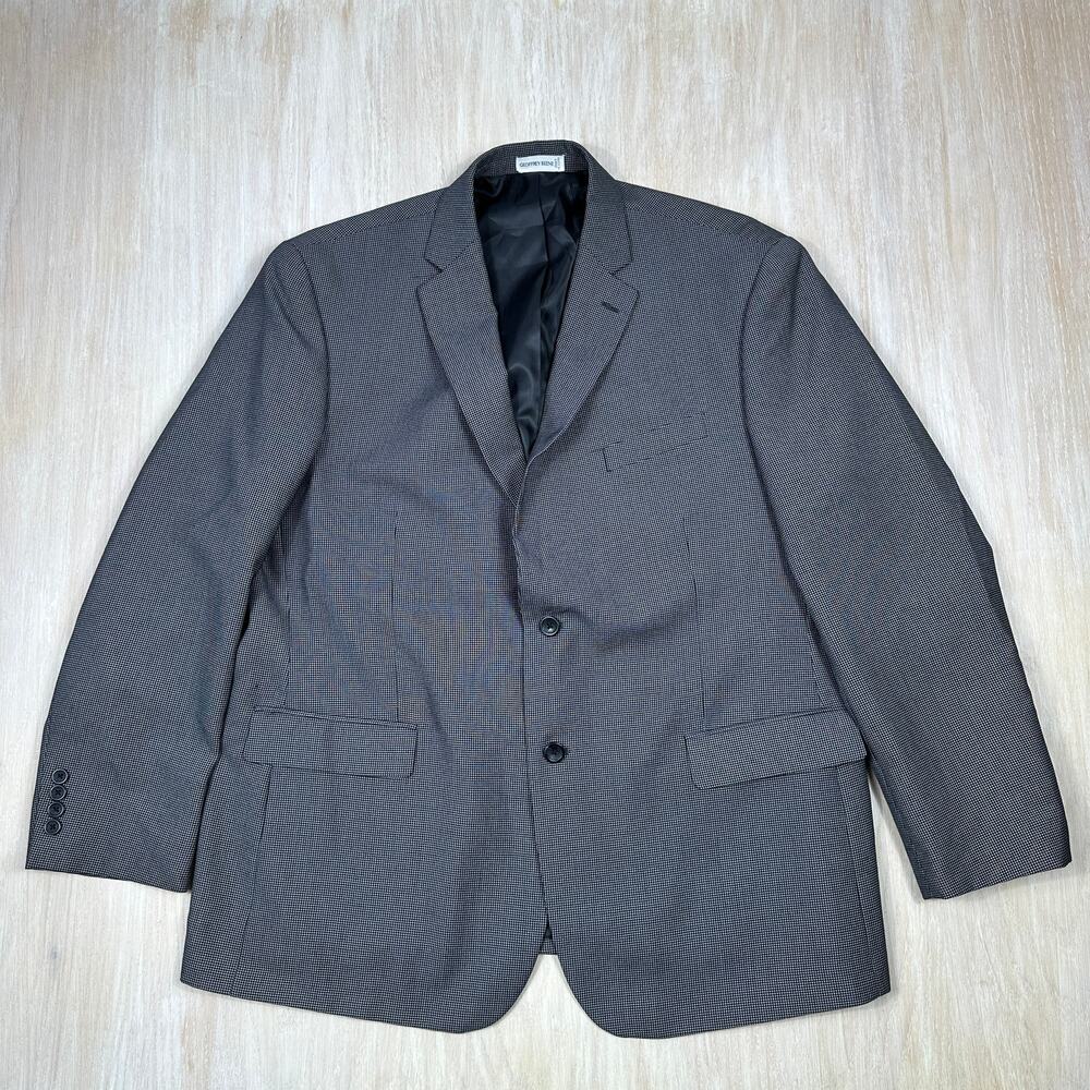 Geoffrey Beene Black White Micro Check Tailored Fit Blazer Jacket Formal 48R